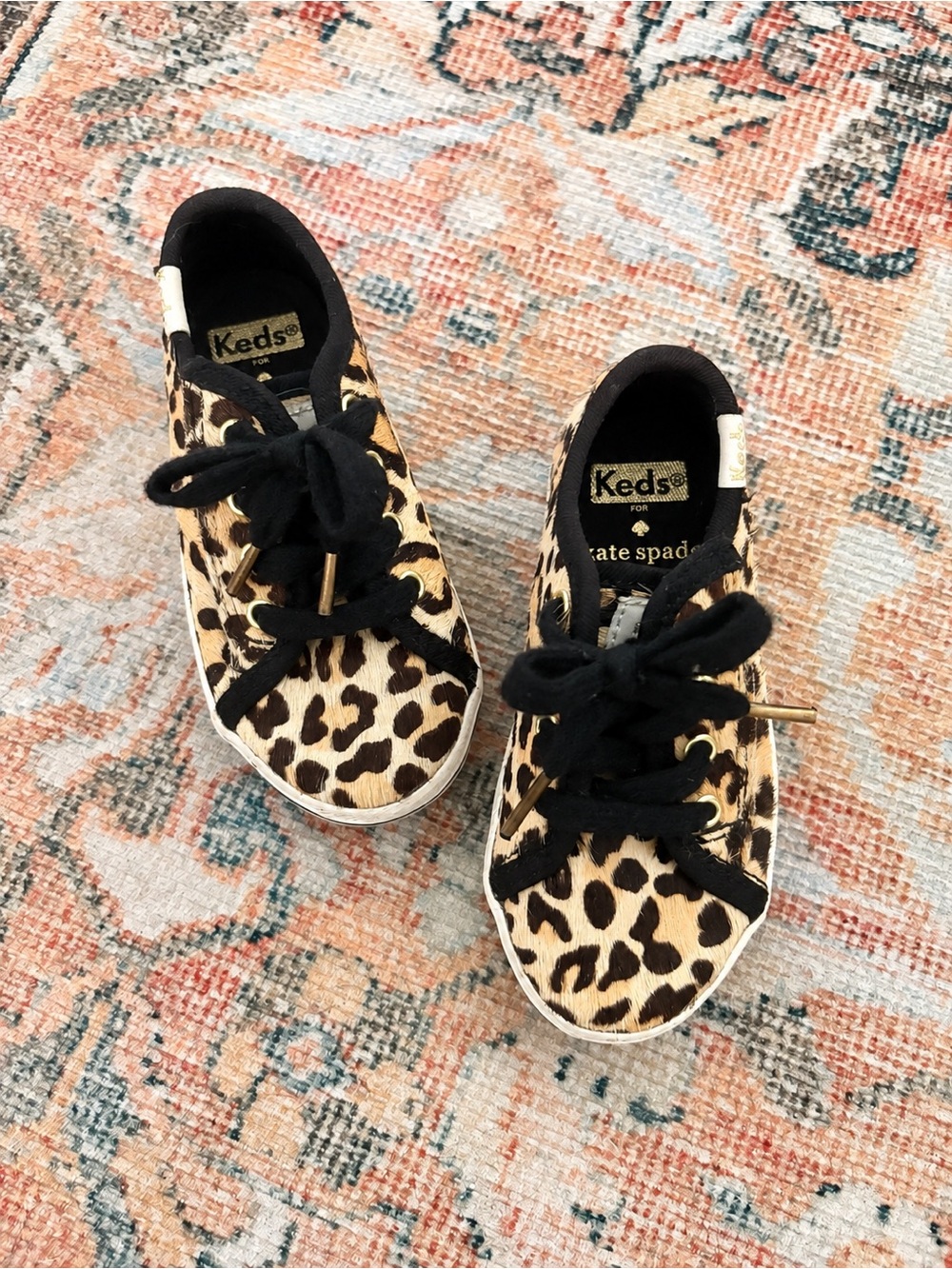 kate spade Leopard-Print Kids Sneakers - Black & Tan
